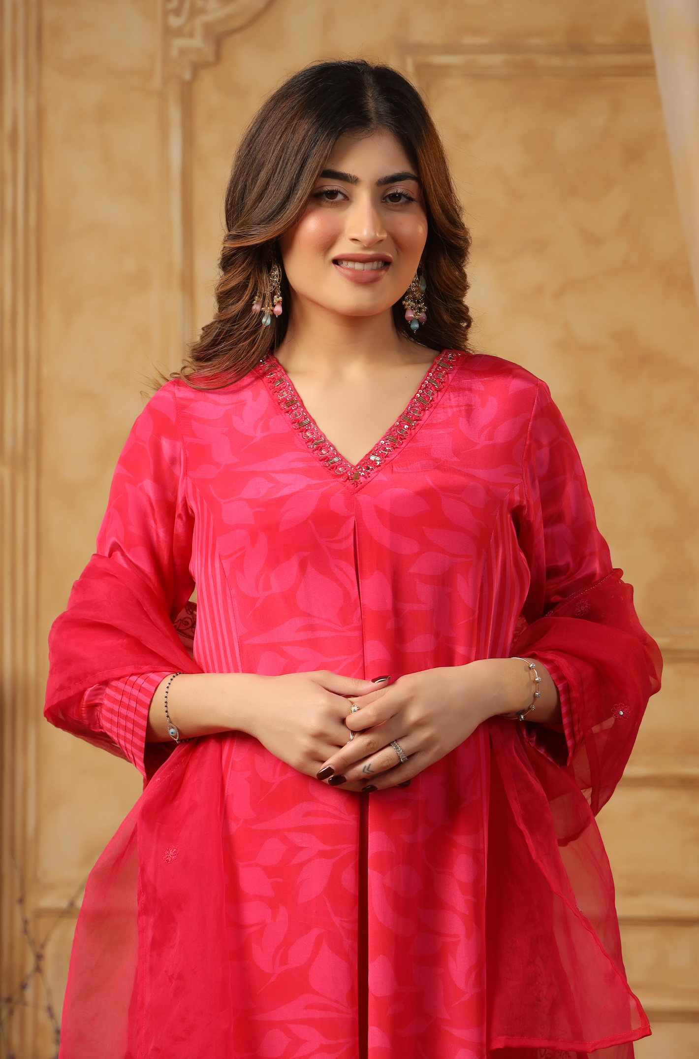 Pink Mirage Crepe Suit Set