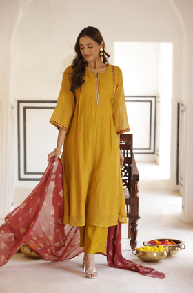 Rustic Mustard Chanderi Suit Set
