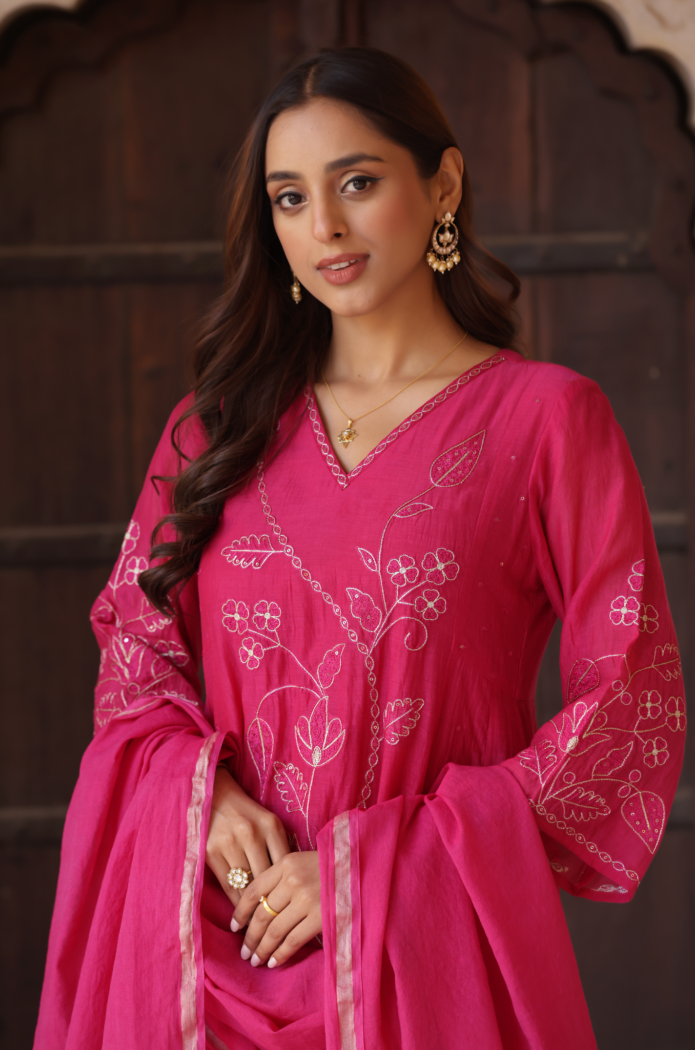 Pink Petal Grace Chanderi Suit Set