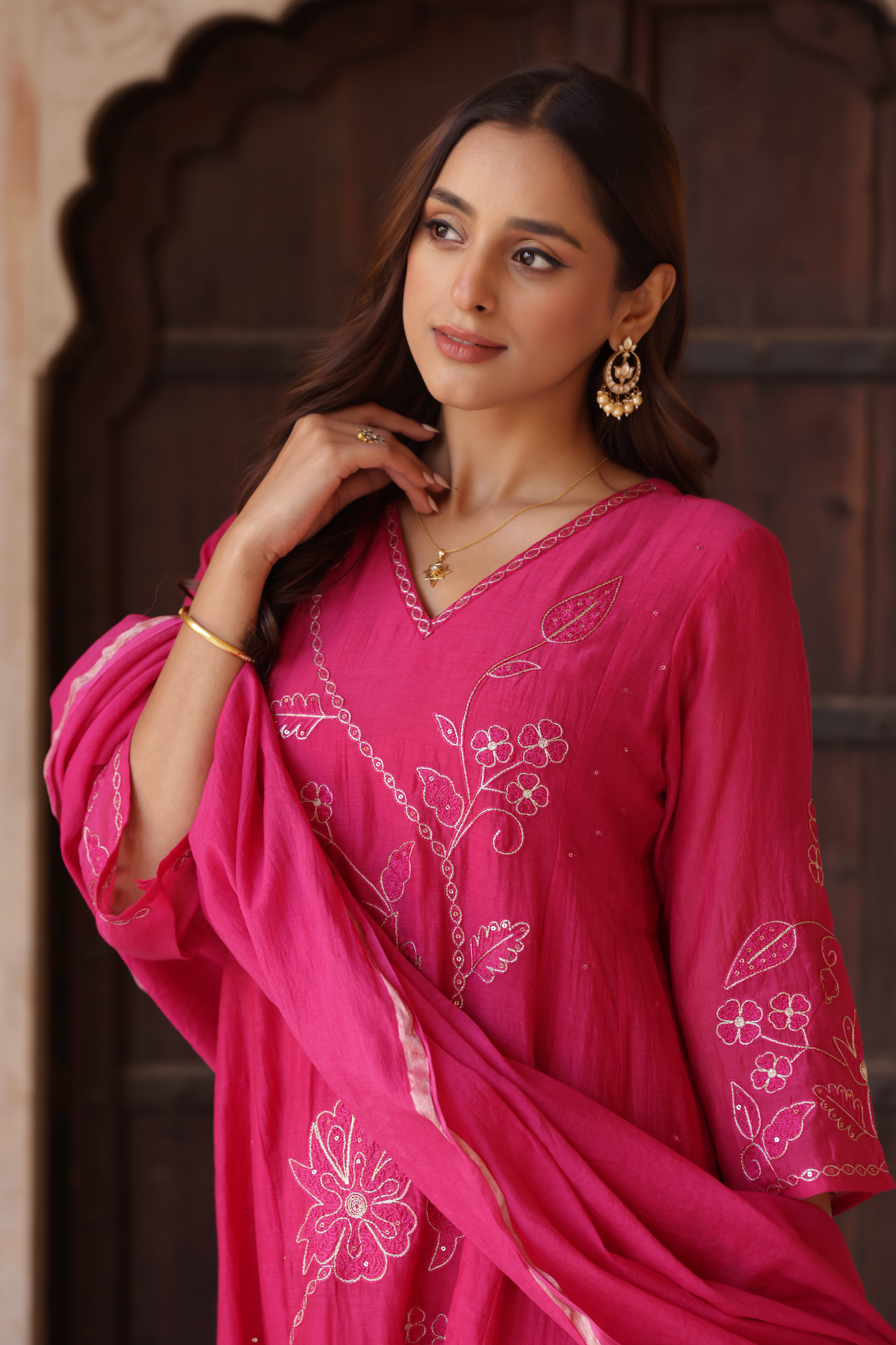Pink Petal Grace Chanderi Suit Set