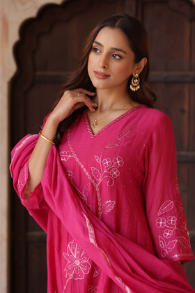 Pink Petal Grace Chanderi Suit Set