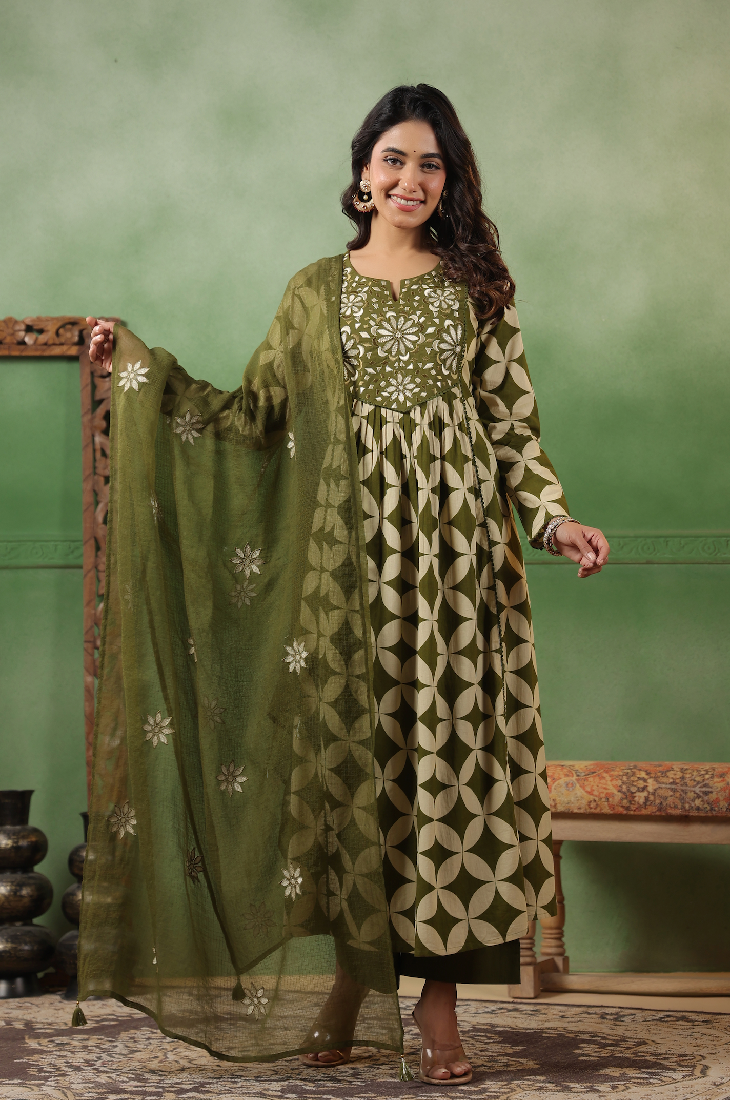 Olive Grove Cotton Suit Set