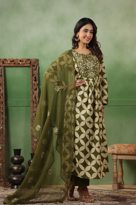 Olive Grove Cotton Suit Set