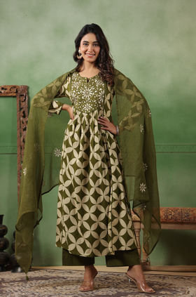 Olive Grove Cotton Suit Set