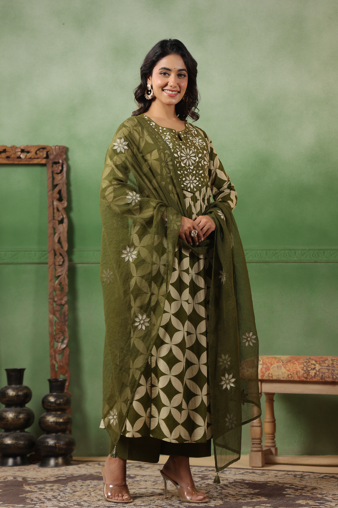 Olive Grove Cotton Suit Set