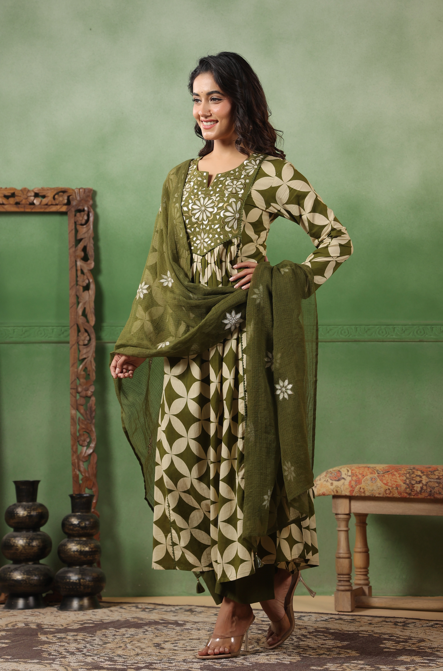 Olive Grove Cotton Suit Set