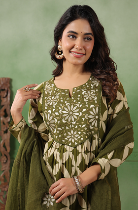 Olive Grove Cotton Suit Set