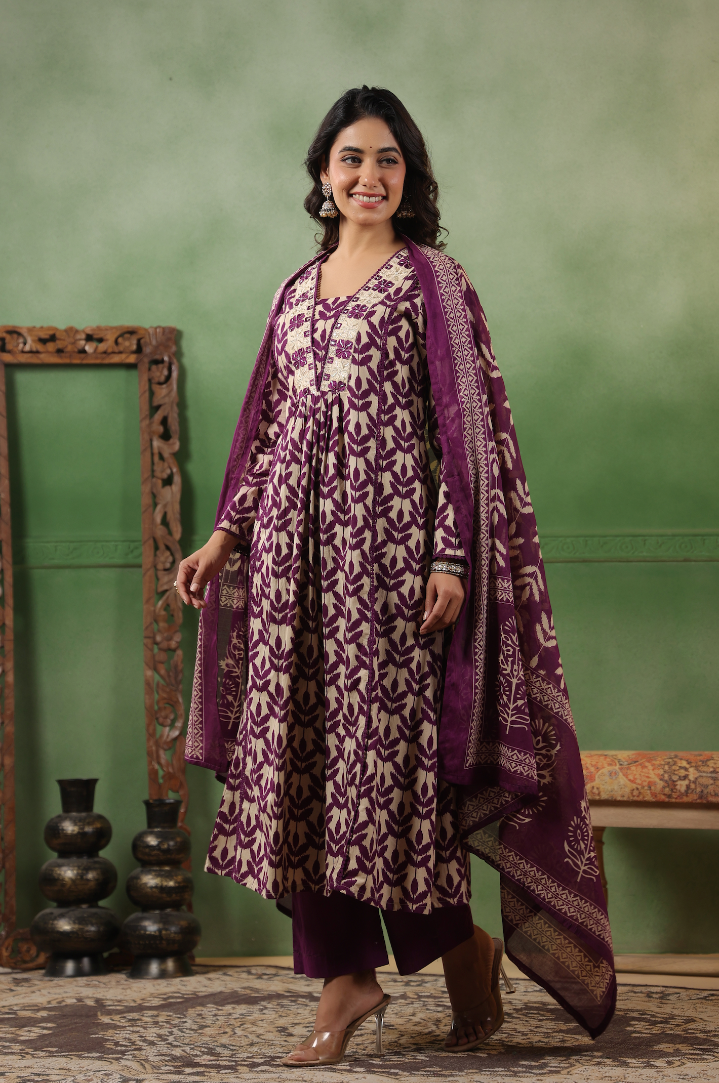 Royal Purple Cotton Suit Set