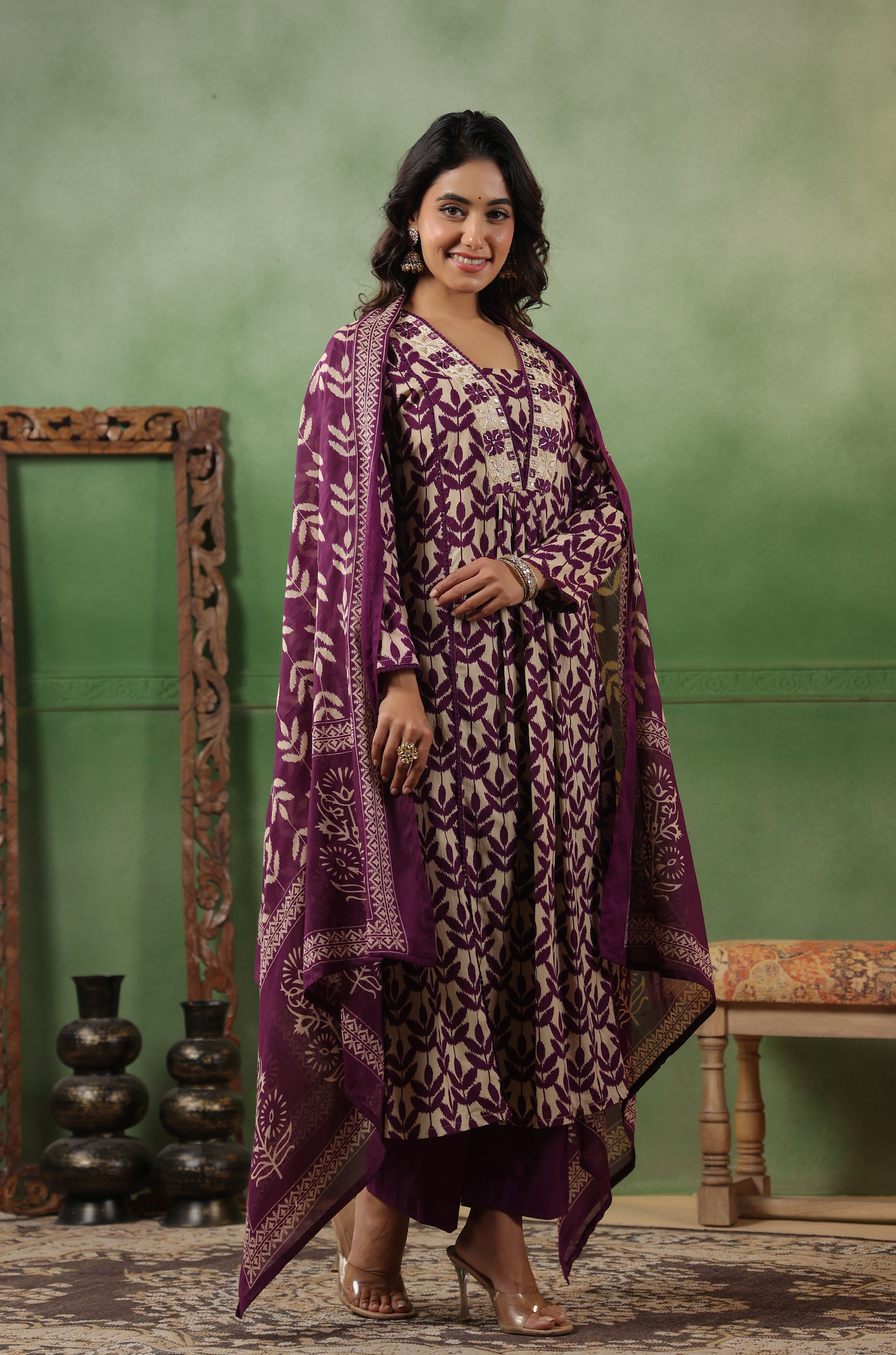 Royal Purple Cotton Suit Set