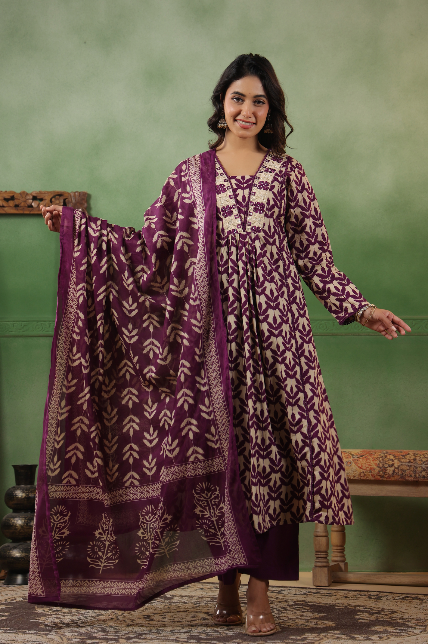 Royal Purple Cotton Suit Set