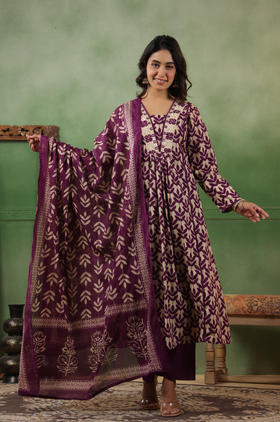 Royal Purple Cotton Suit Set
