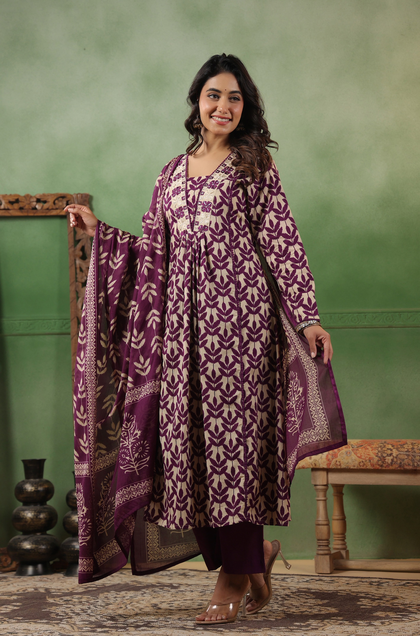 Royal Purple Cotton Suit Set
