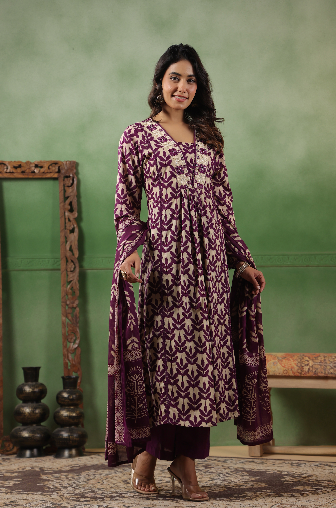 Royal Purple Cotton Suit Set