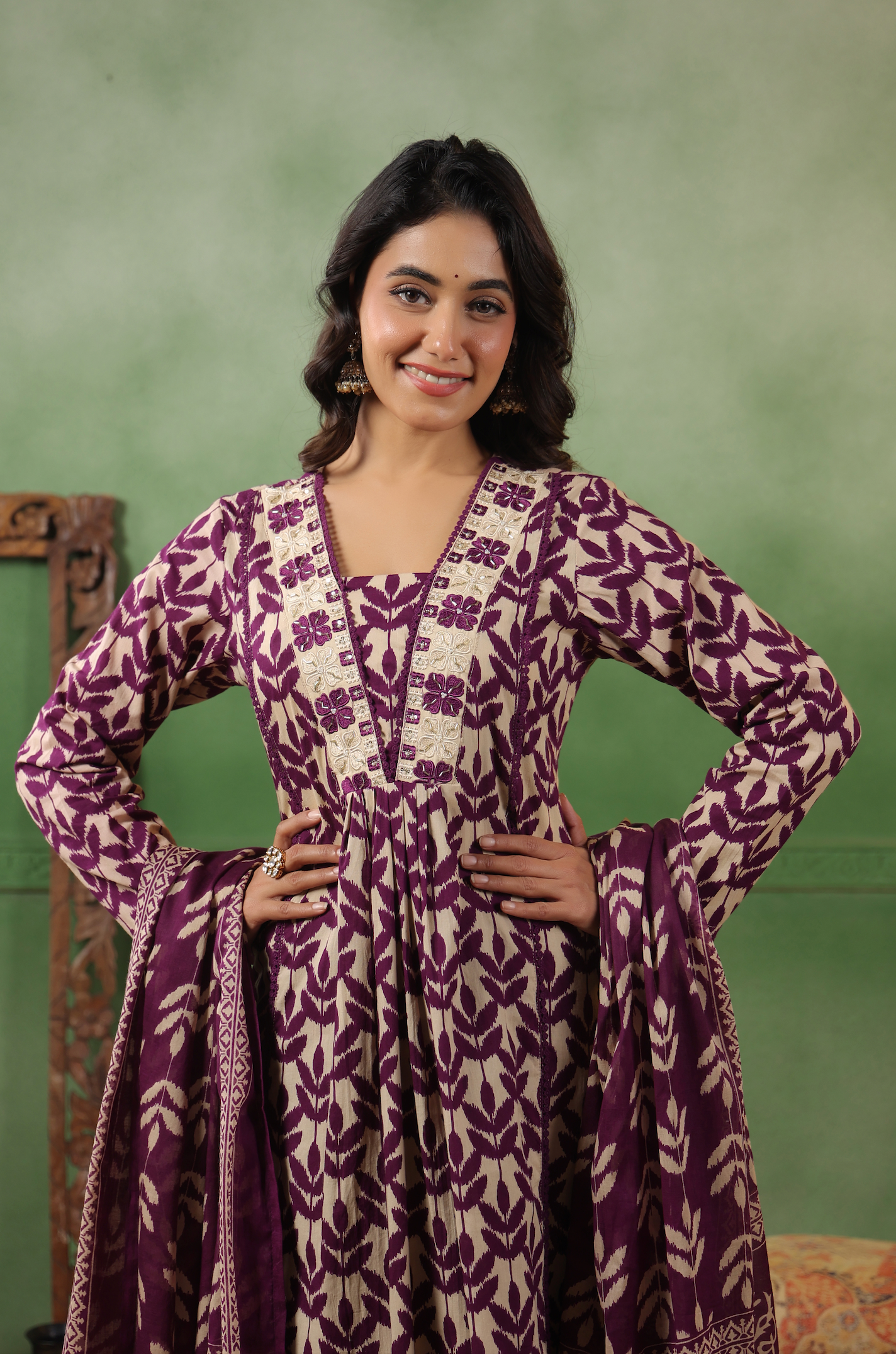 Royal Purple Cotton Suit Set