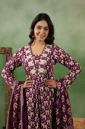 Royal Purple Cotton Suit Set