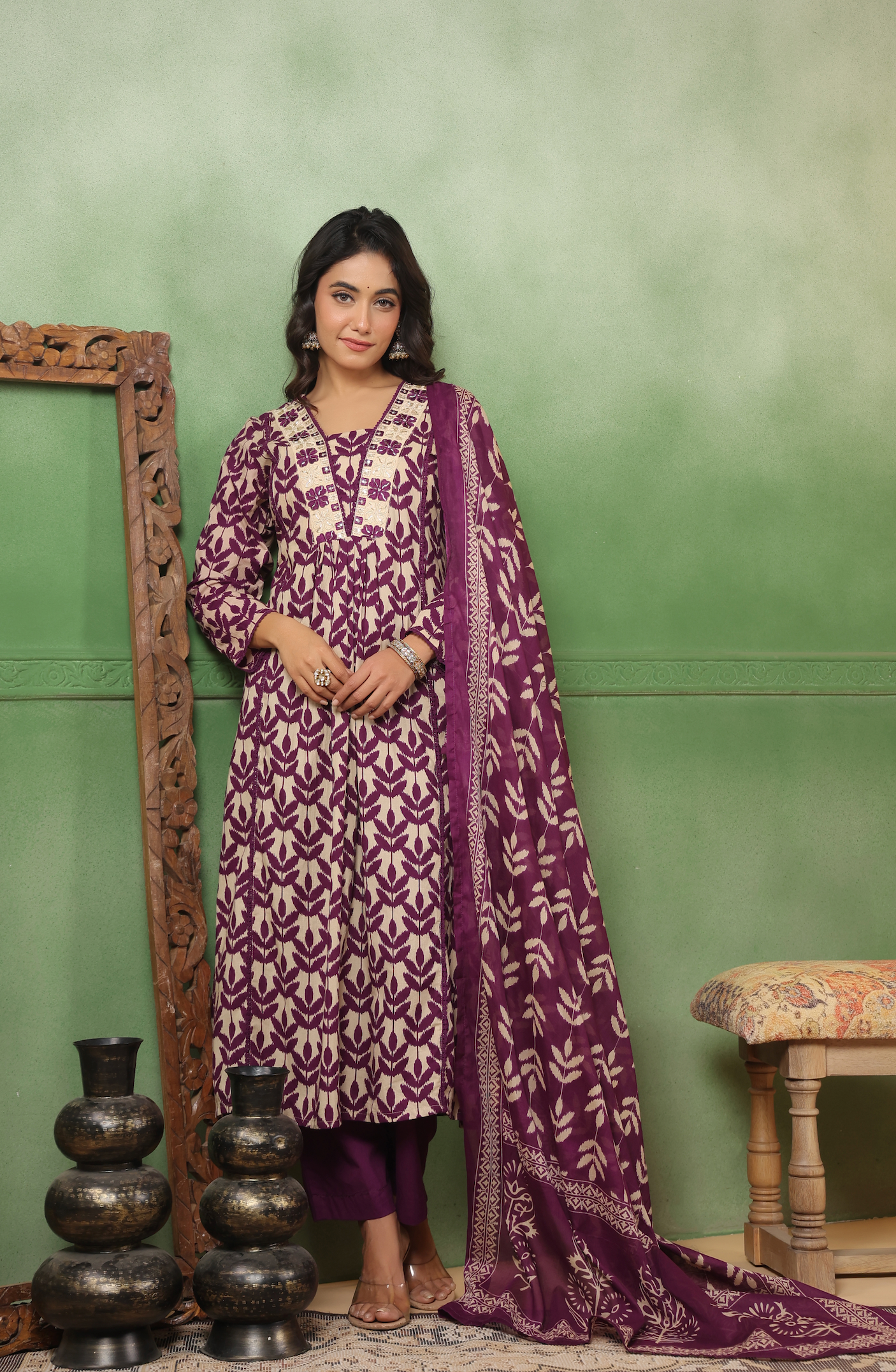 Royal Purple Cotton Suit Set