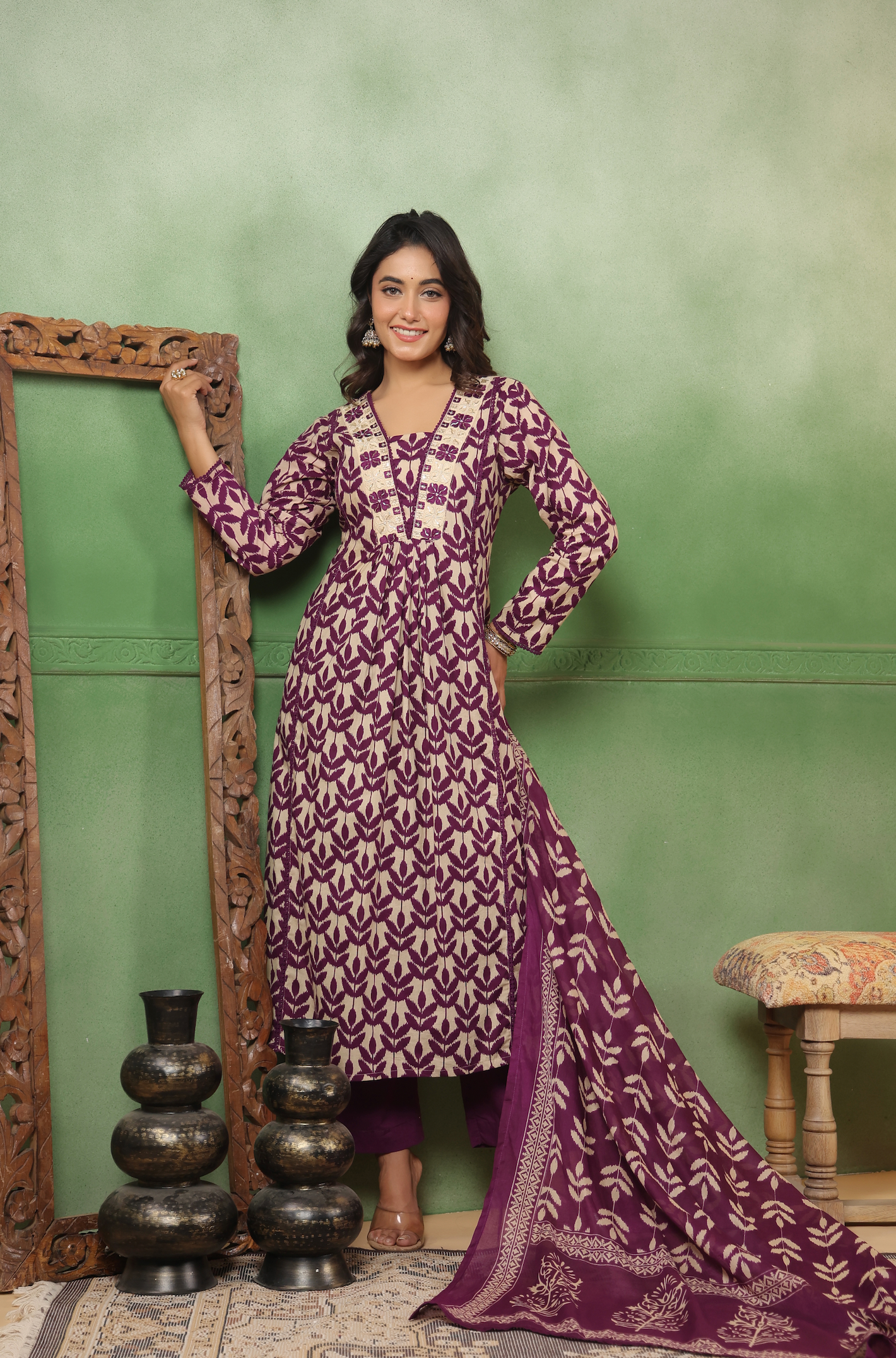 Royal Purple Cotton Suit Set