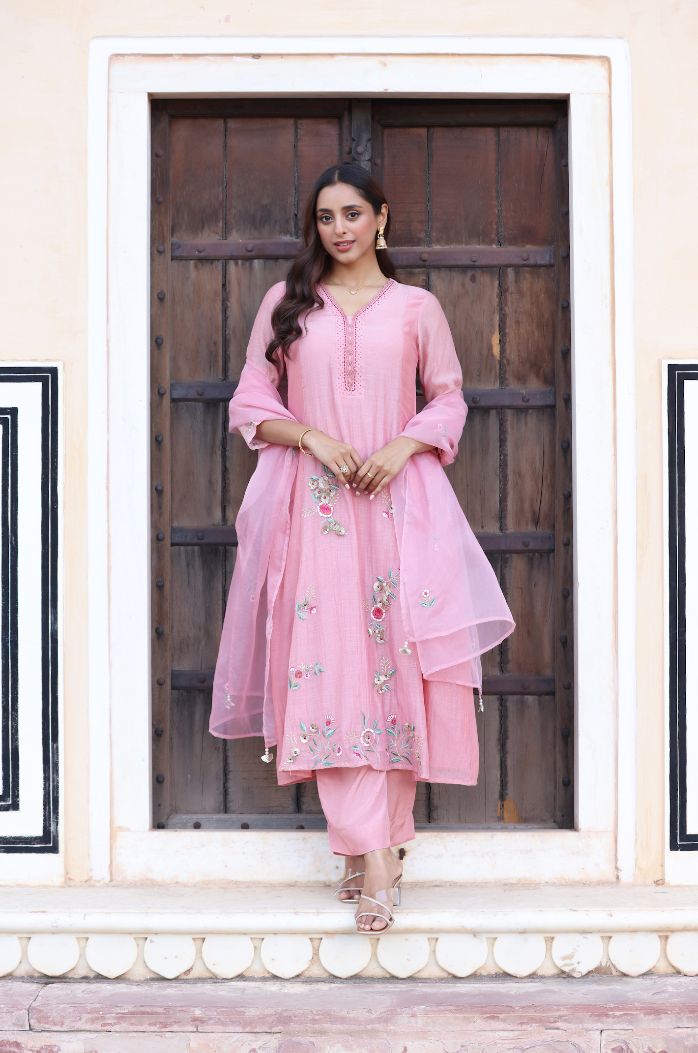 Peach Pearl A-Line Suit Set
