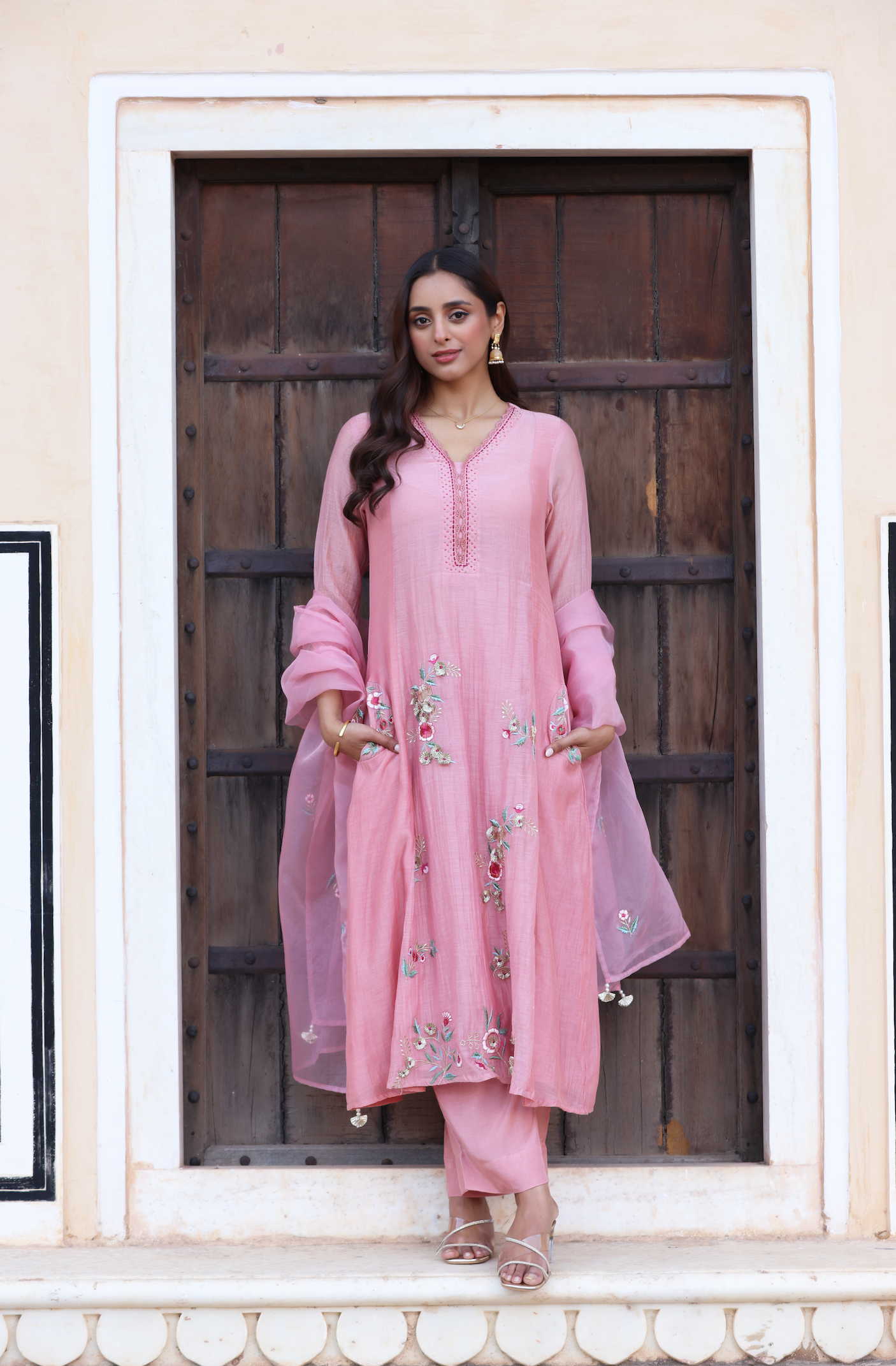Peach Pearl A-Line Suit Set
