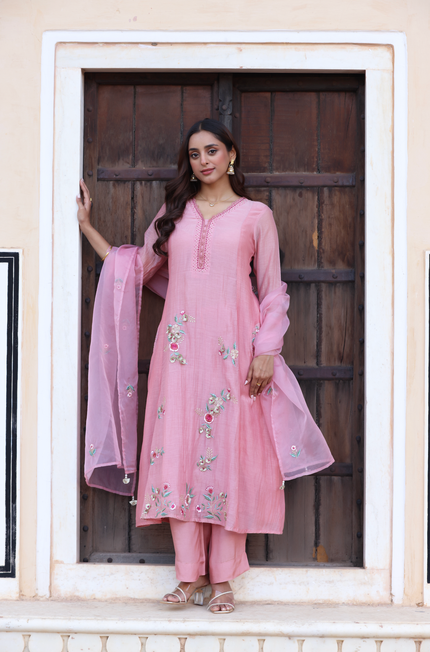 Peach Pearl A-Line Suit Set