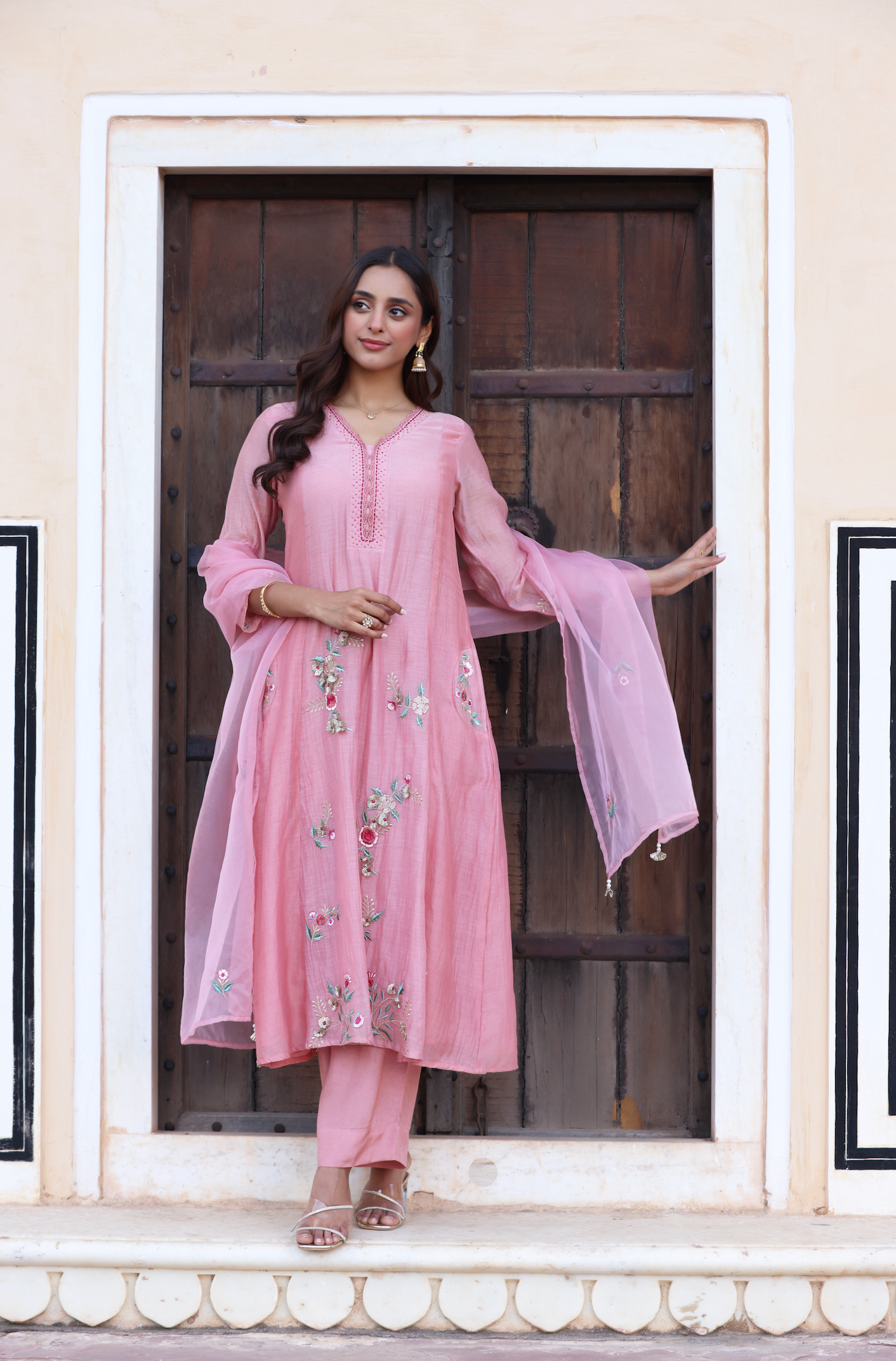 Peach Pearl A-Line Suit Set