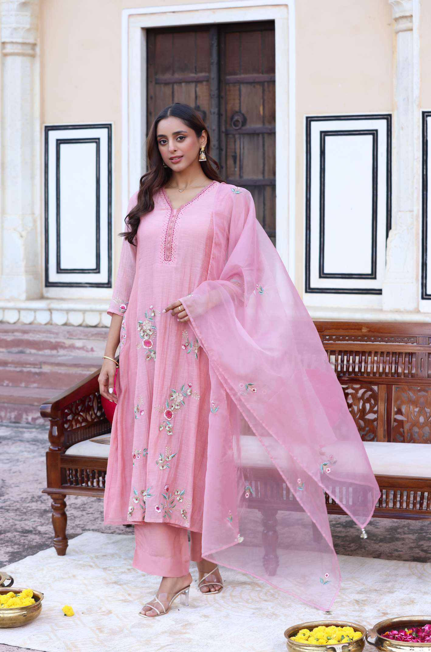 Peach Pearl A-Line Suit Set