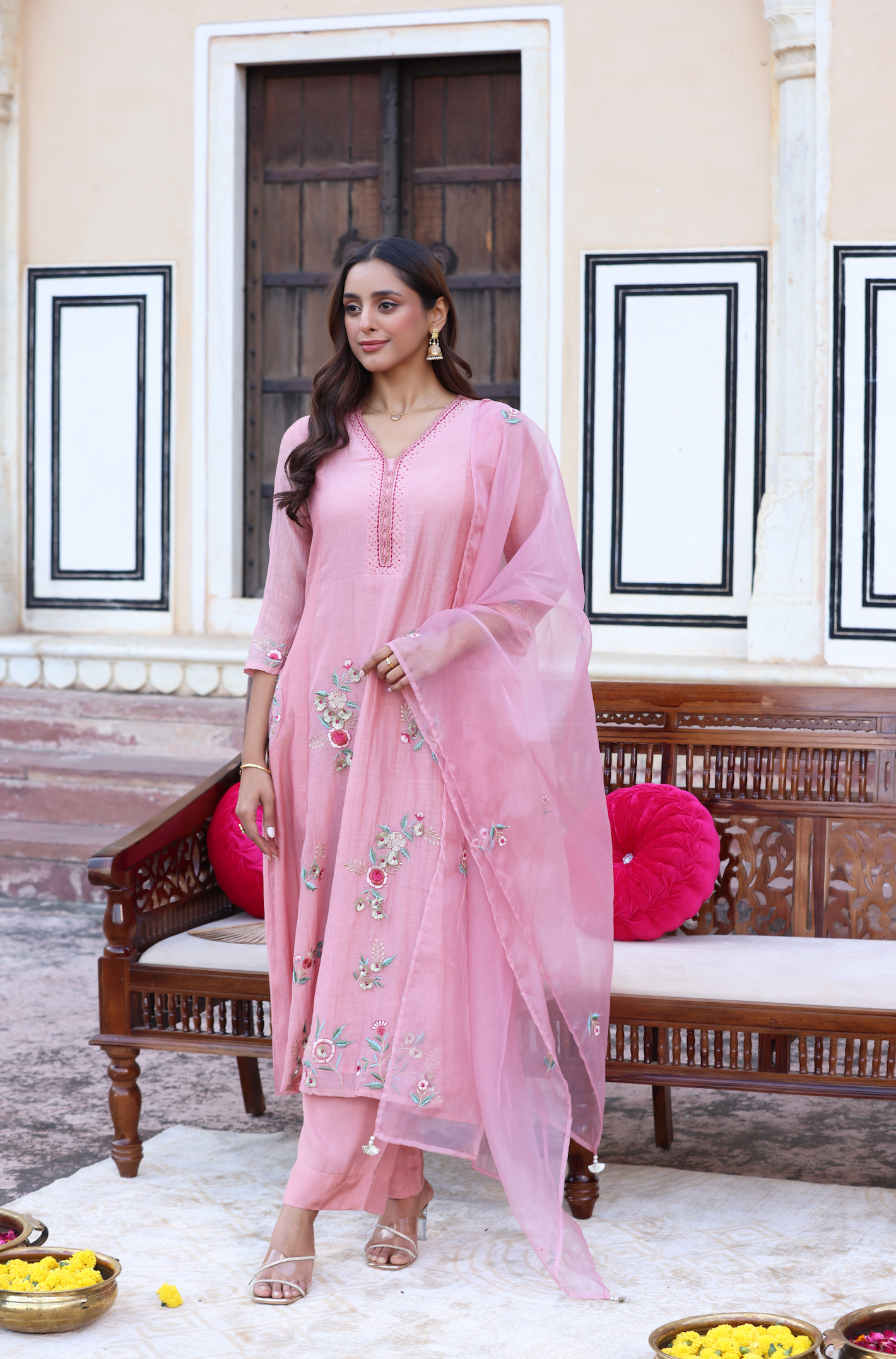 Peach Pearl A-Line Suit Set