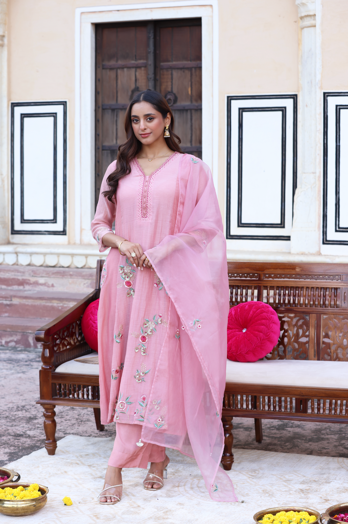 Peach Pearl A-Line Suit Set