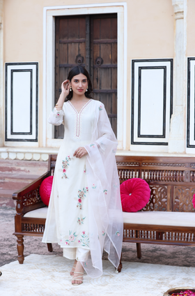 Elegant White A-Line Suit Set