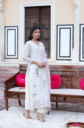 Elegant White A-Line Suit Set