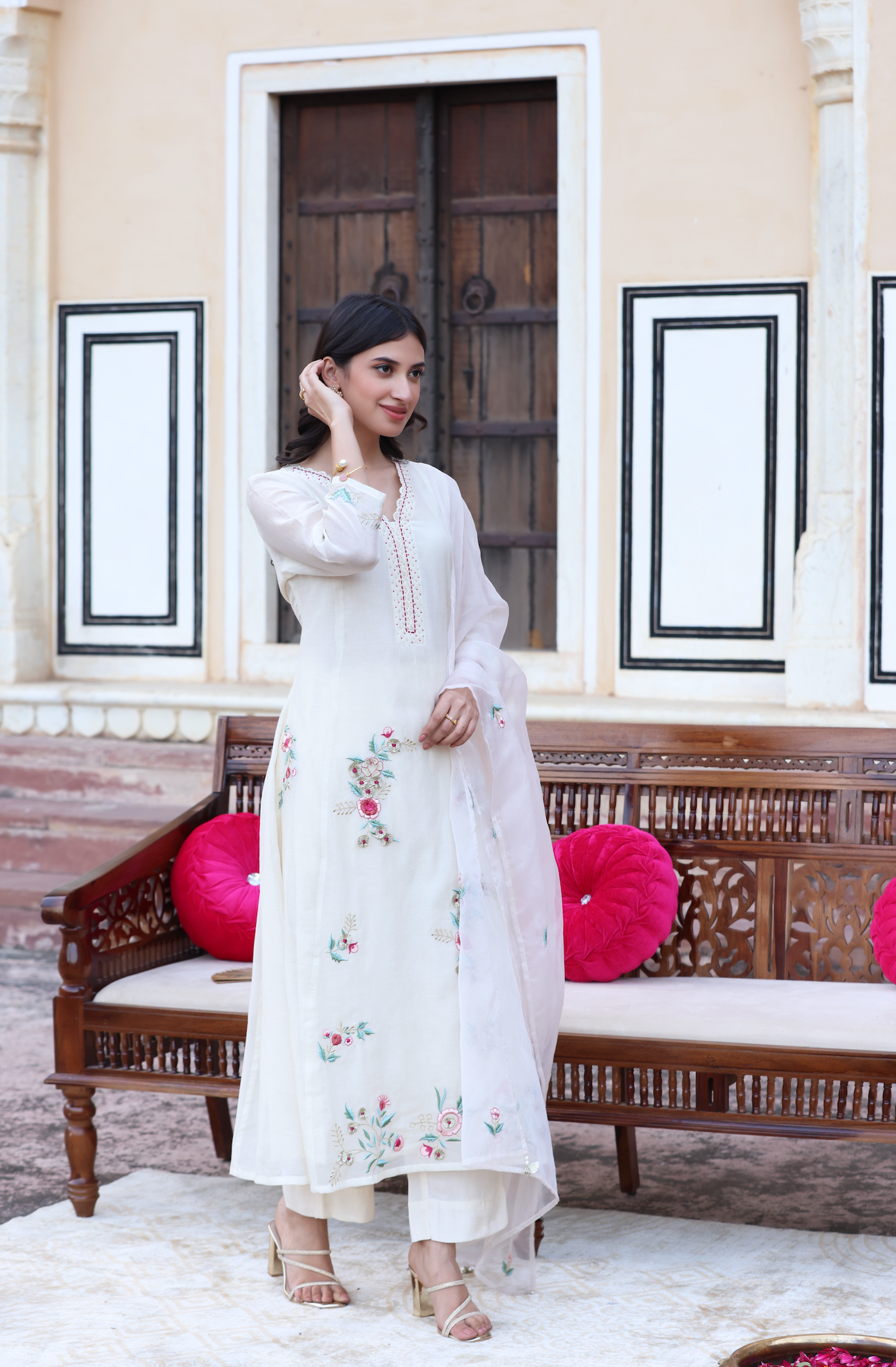 Elegant White A-Line Suit Set