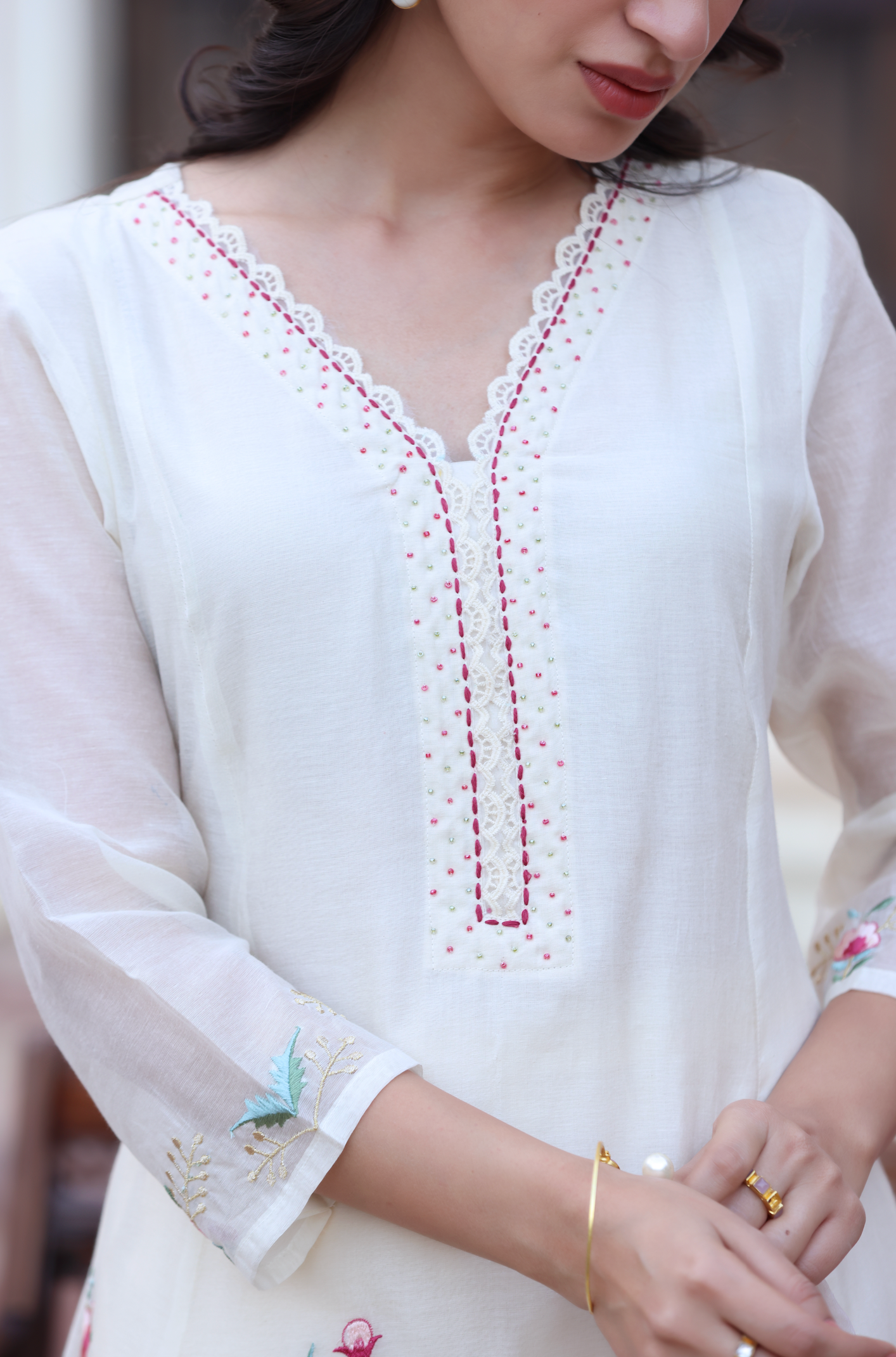 Elegant White A-Line Suit Set