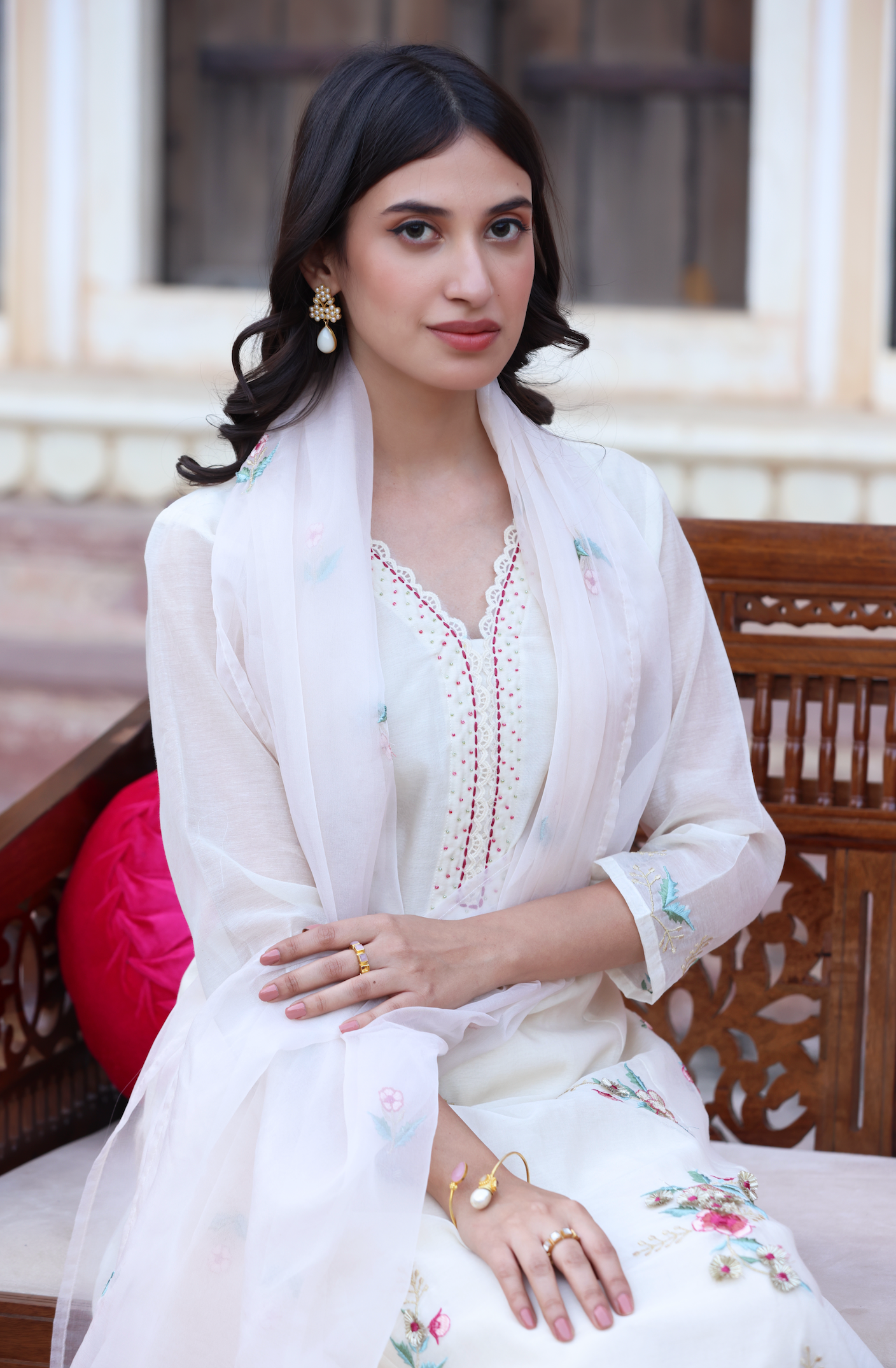 Elegant White A-Line Suit Set