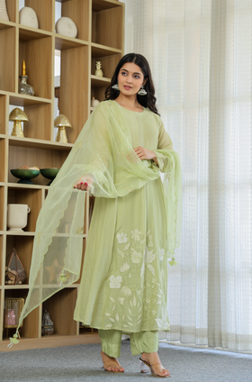 Fern Bliss Ensemble Chanderi Suit Set