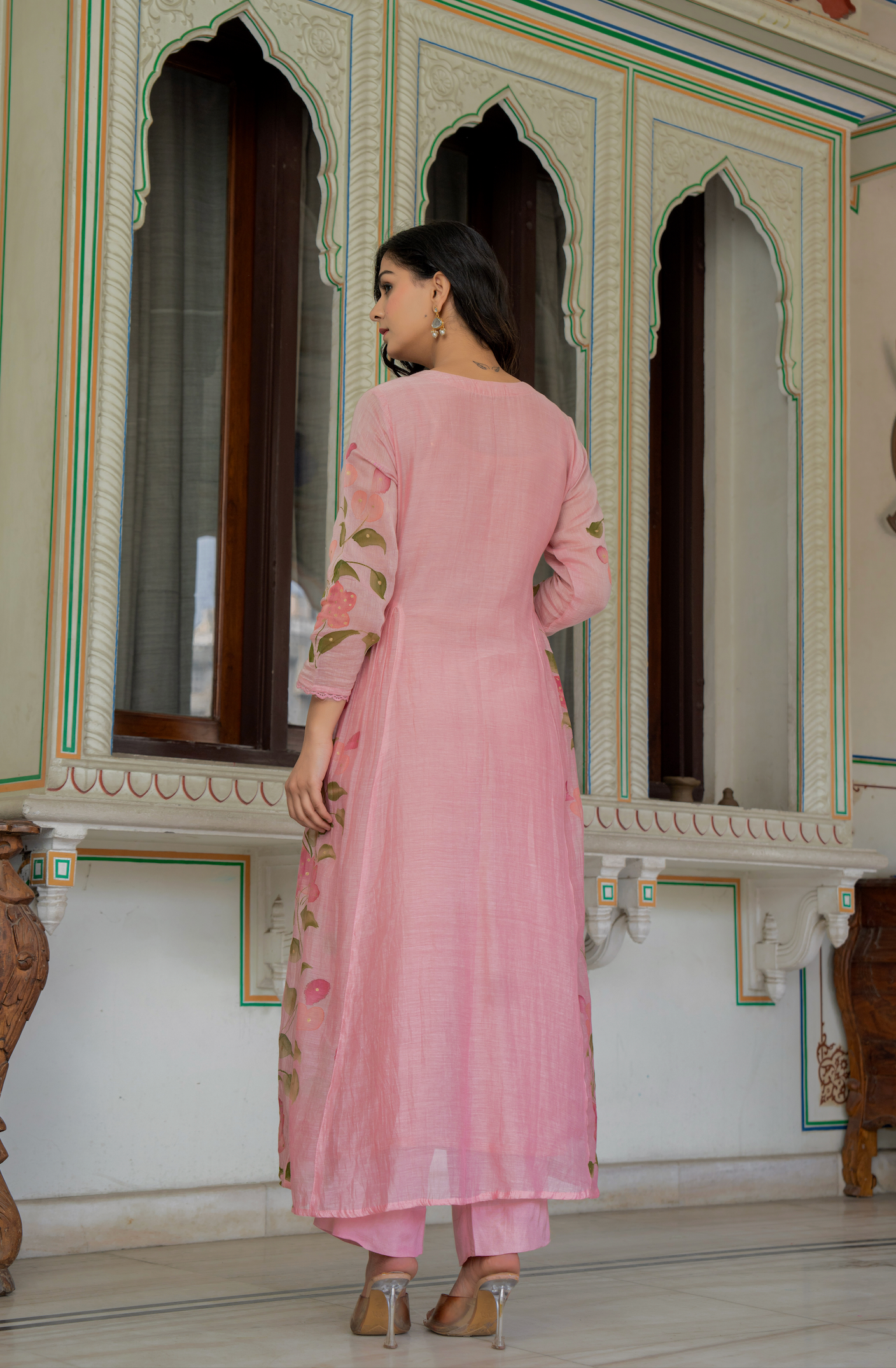 Peach Blossom Chanderi Suit Set