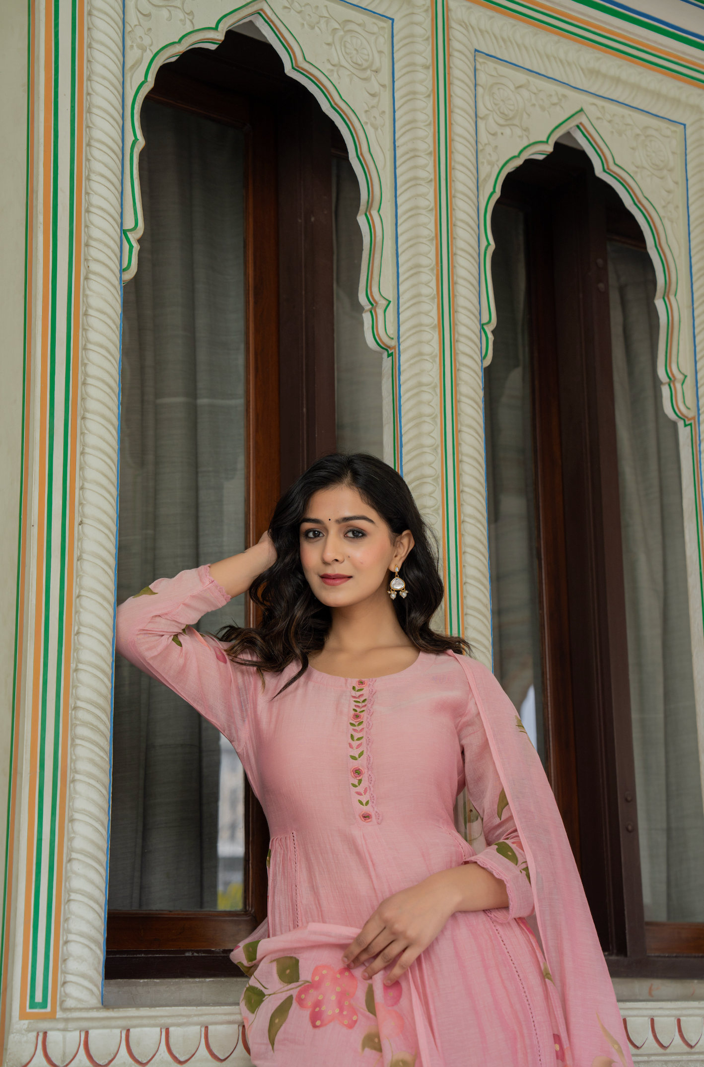 Peach Blossom Chanderi Suit Set