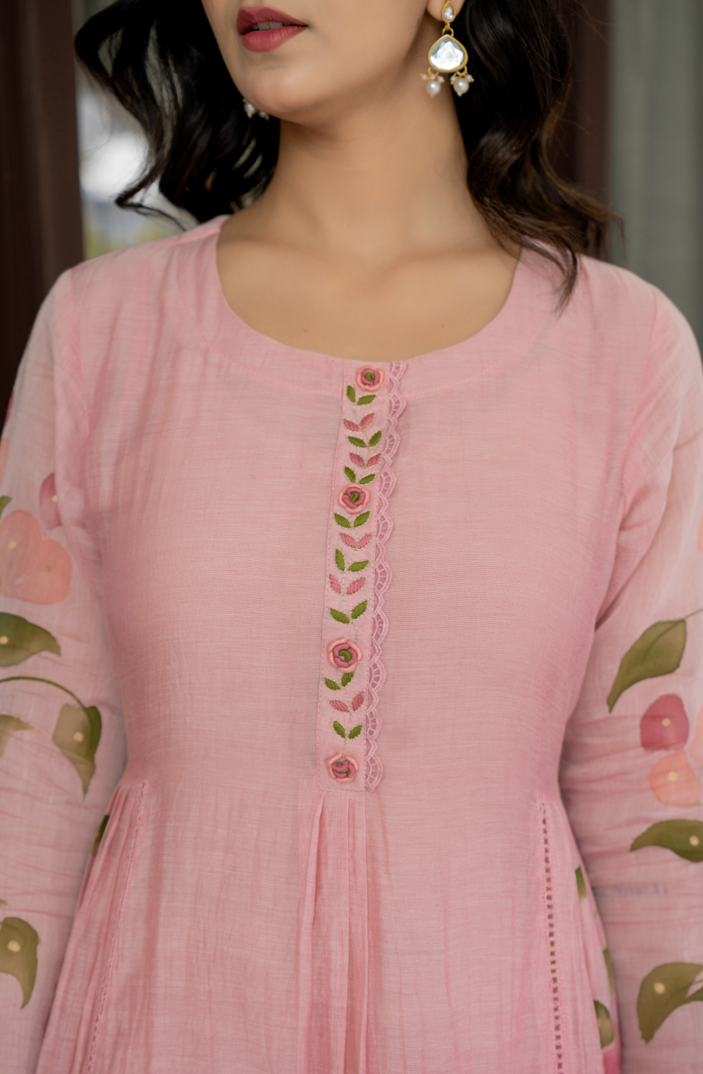 Peach Blossom Chanderi Suit Set