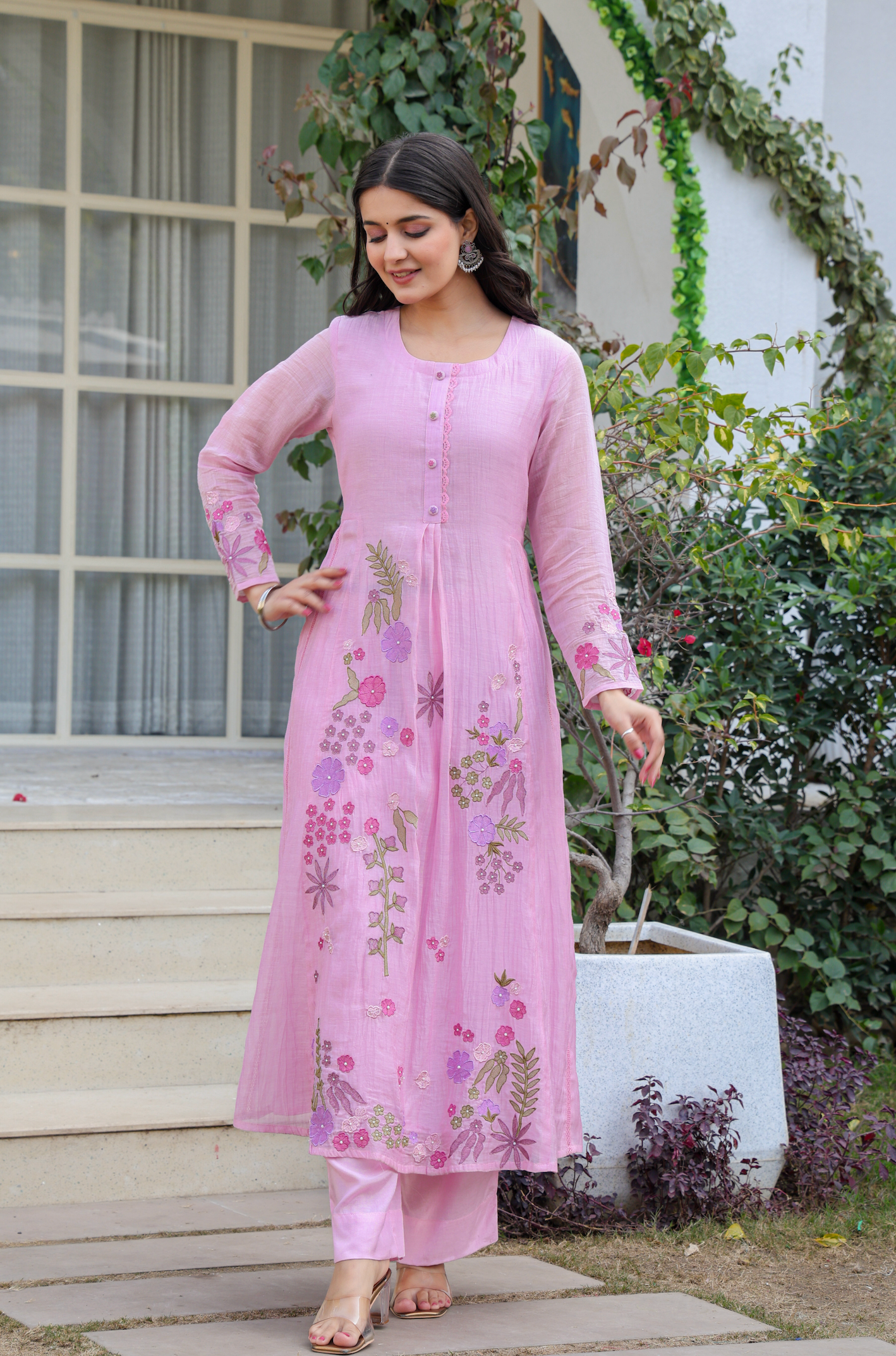 Lilac Luxe Mul Chanderi Suit Set
