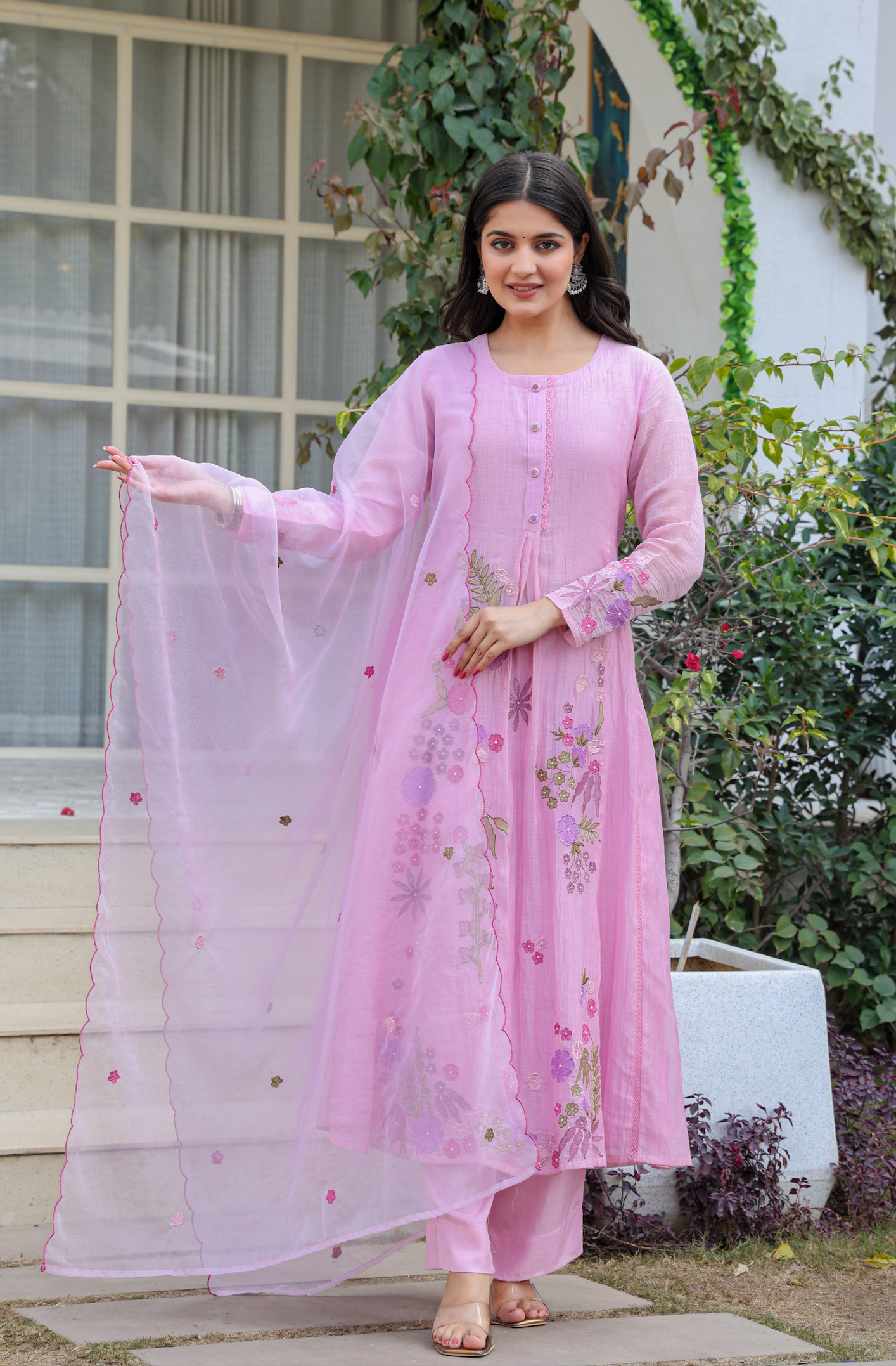 Lilac Luxe Mul Chanderi Suit Set