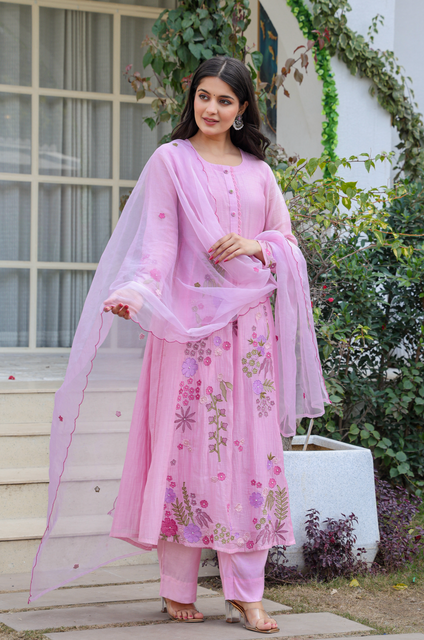 Lilac Luxe Mul Chanderi Suit Set