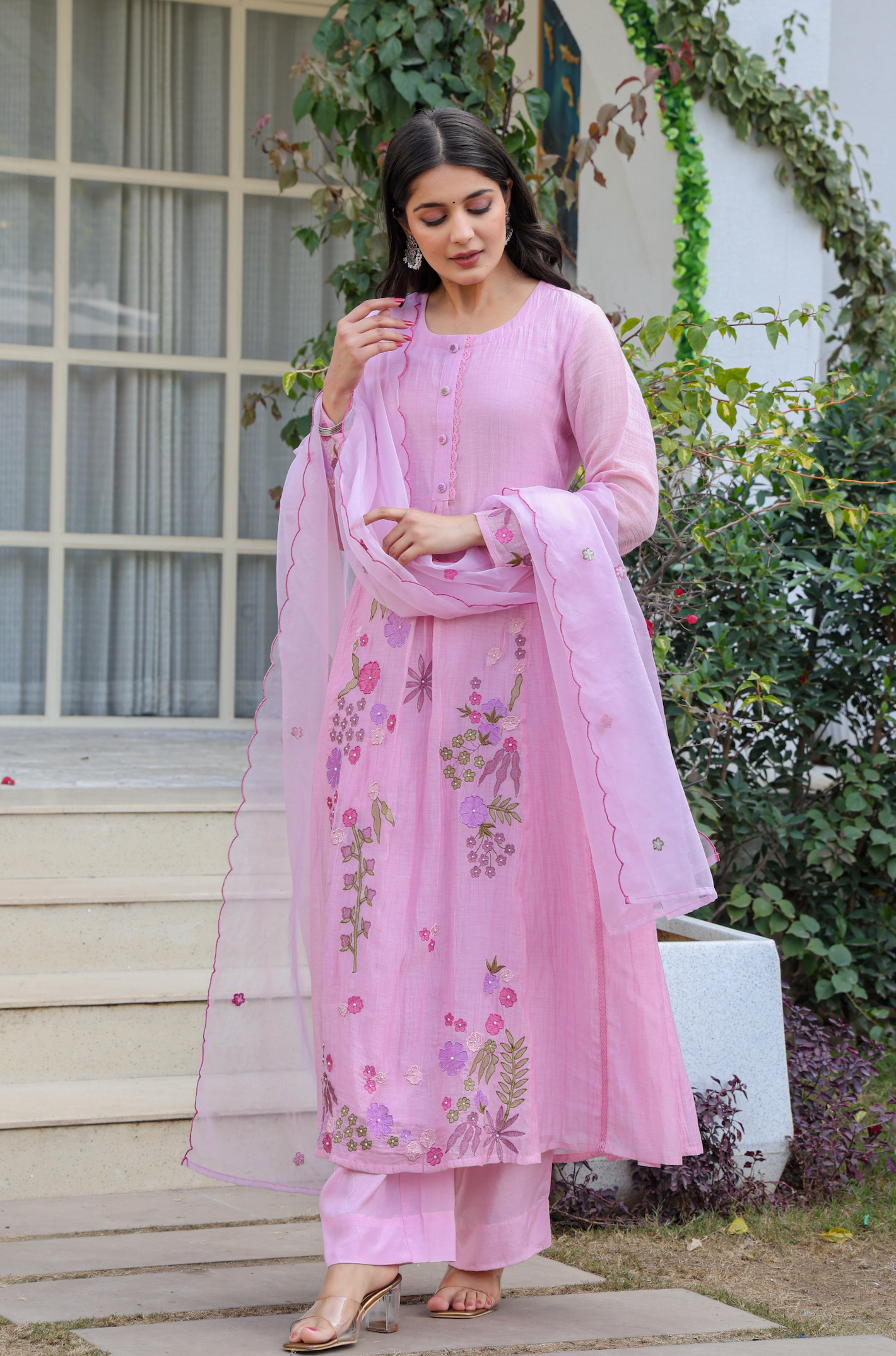 Lilac Luxe Mul Chanderi Suit Set