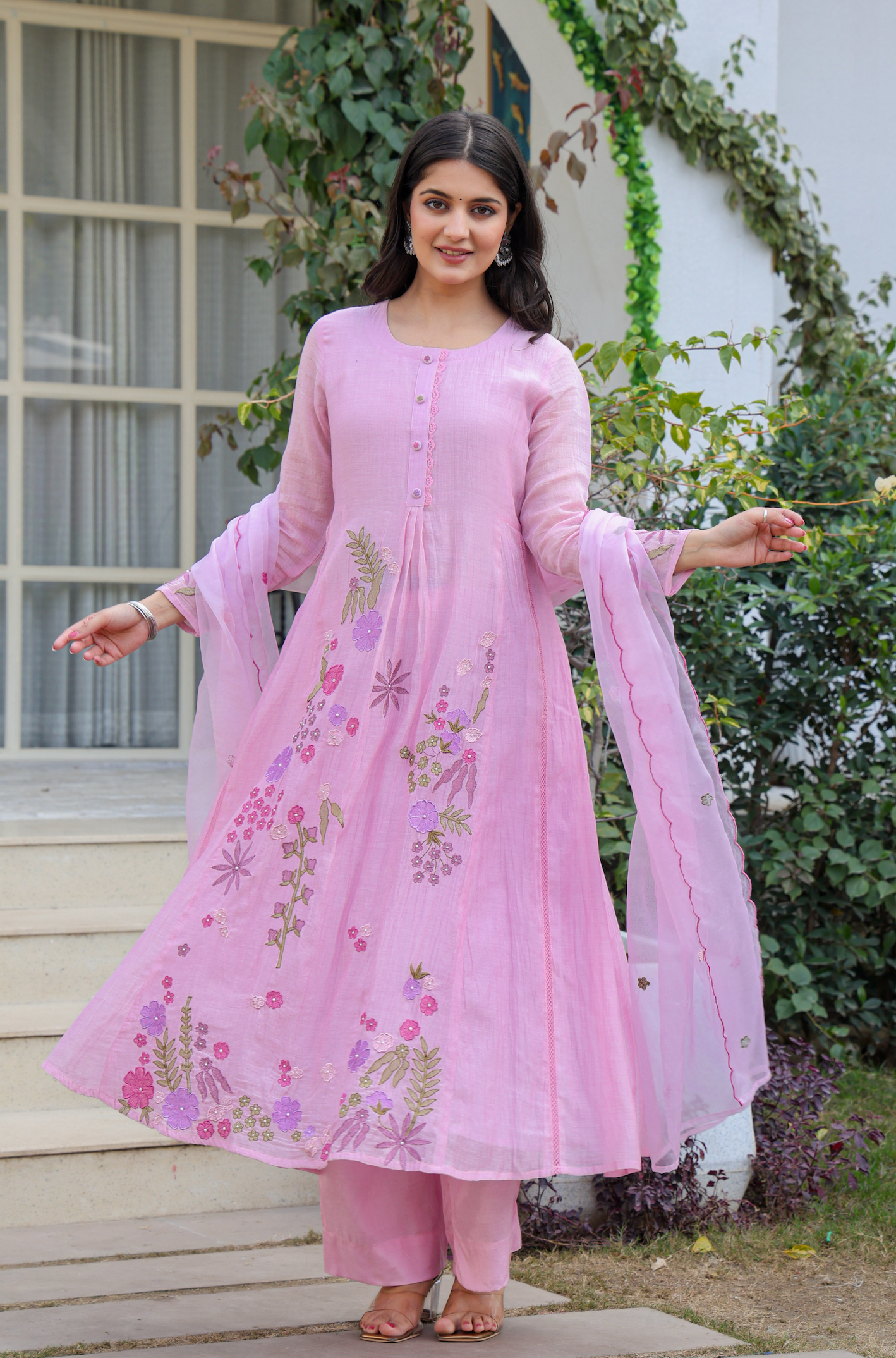 Lilac Luxe Mul Chanderi Suit Set