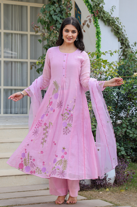 Lilac Luxe Mul Chanderi Suit Set