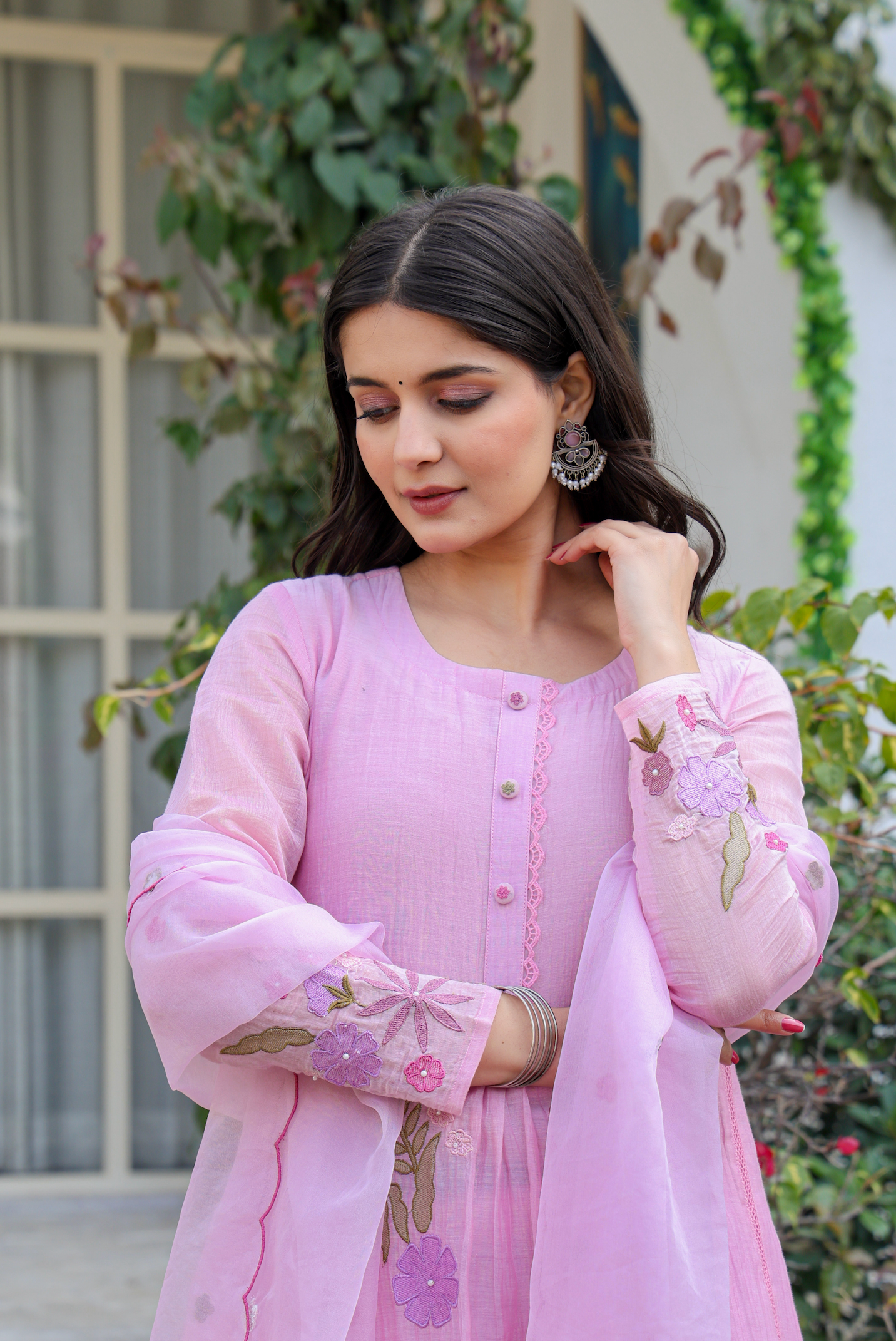 Lilac Luxe Mul Chanderi Suit Set