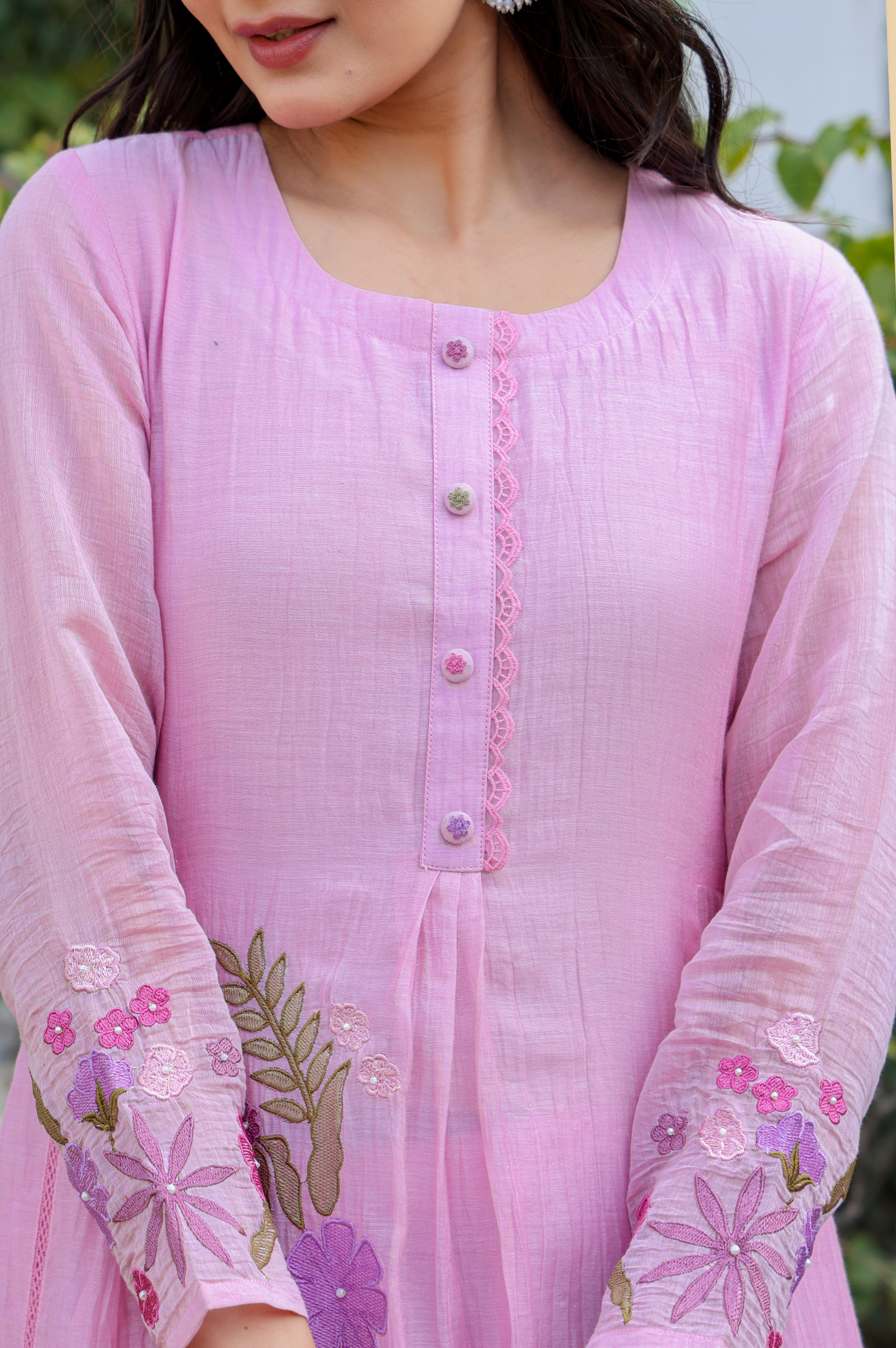 Lilac Luxe Mul Chanderi Suit Set