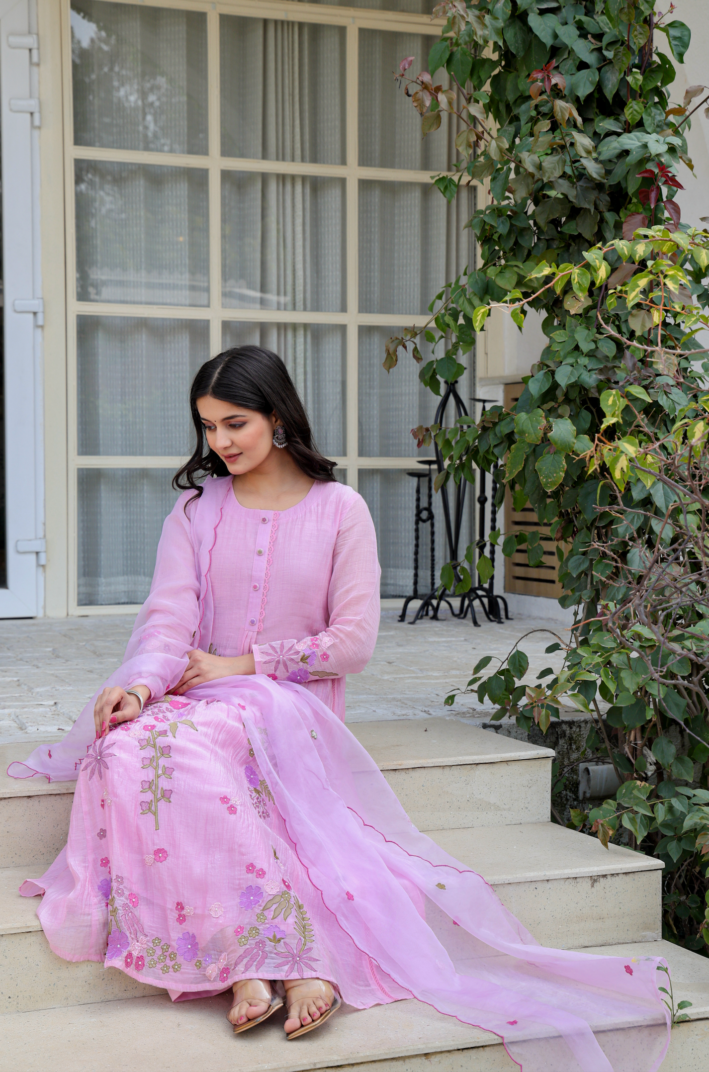 Lilac Luxe Mul Chanderi Suit Set