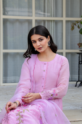 Lilac Luxe Mul Chanderi Suit Set