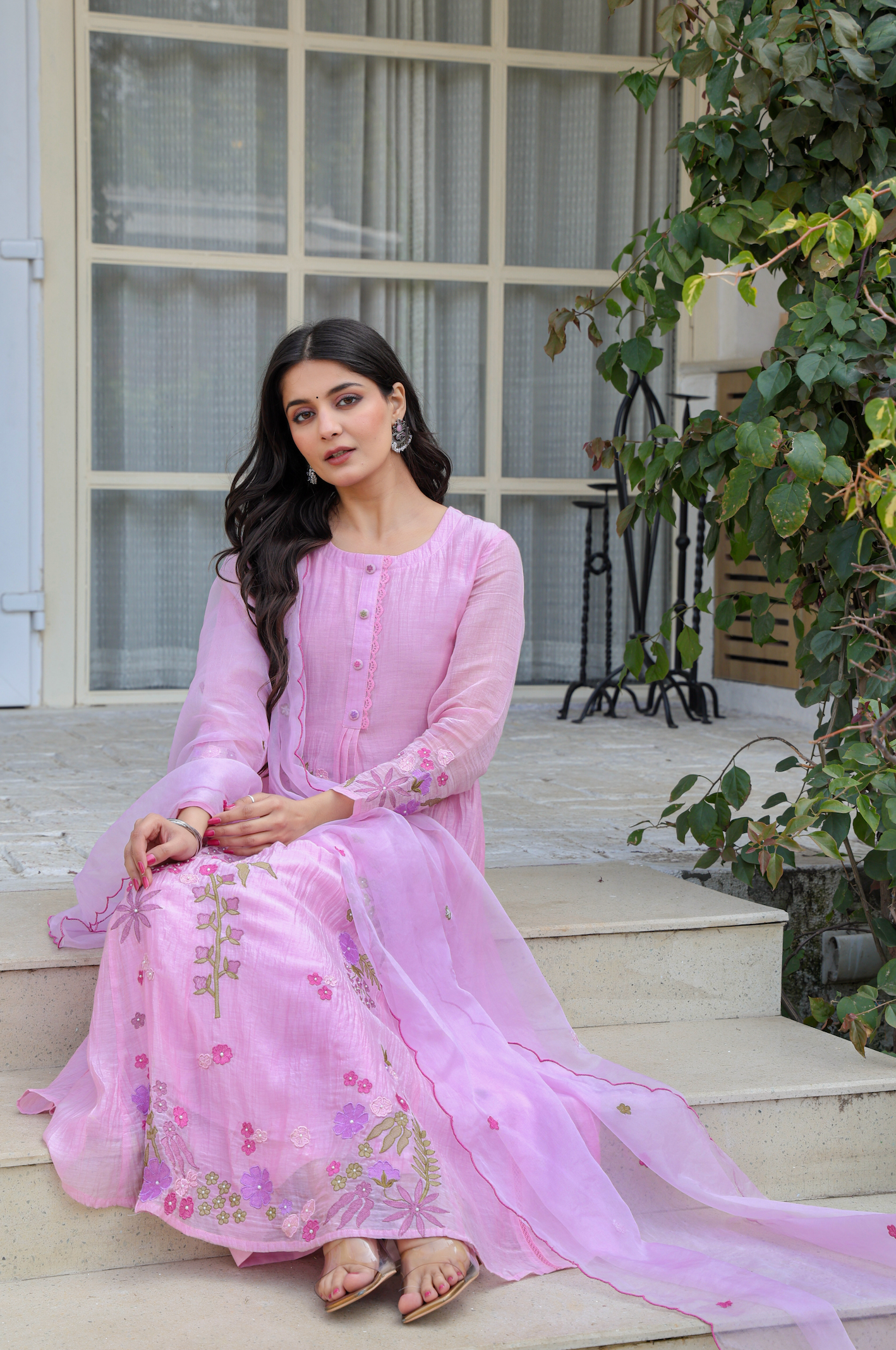 Lilac Luxe Mul Chanderi Suit Set