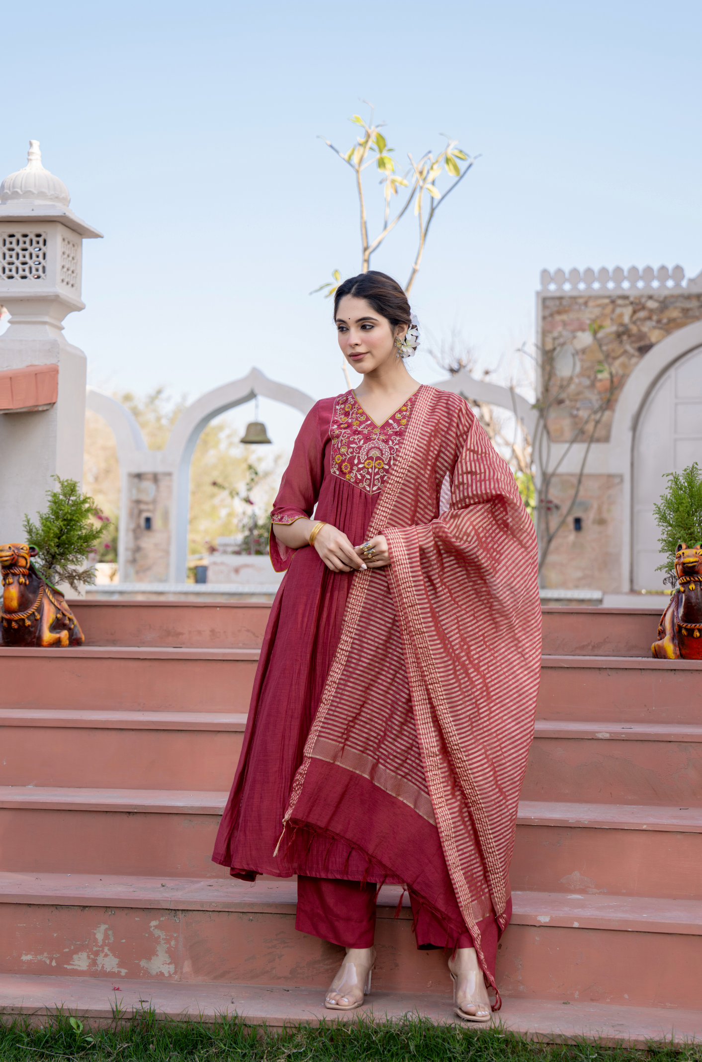 Rosewood Luxe Chanderi Suit Set