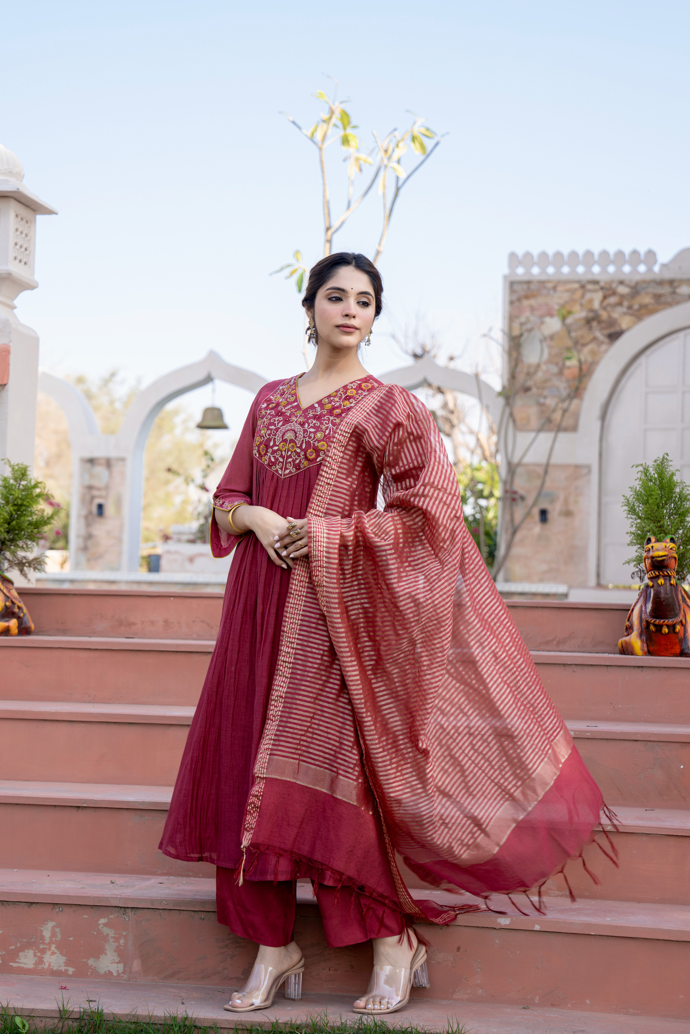 Rosewood Luxe Chanderi Suit Set